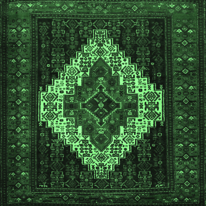 Square Machine Washable Persian Emerald Green Traditional Area Rugs, wshtr2236emgrn