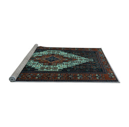 Sideview of Machine Washable Persian Light Blue Traditional Rug, wshtr2236lblu