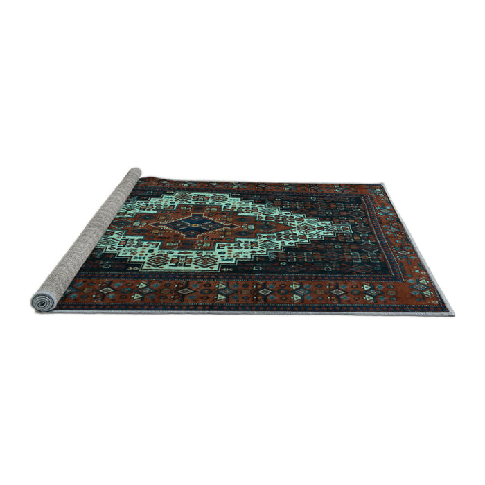 Sideview of Machine Washable Persian Light Blue Traditional Rug, wshtr2236lblu