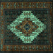 Square Machine Washable Persian Turquoise Traditional Area Rugs, wshtr2236turq