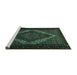 Sideview of Machine Washable Persian Turquoise Traditional Area Rugs, wshtr2237turq