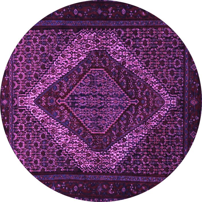 Round Machine Washable Persian Purple Traditional Area Rugs, wshtr2237pur