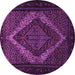 Round Machine Washable Persian Purple Traditional Area Rugs, wshtr2237pur