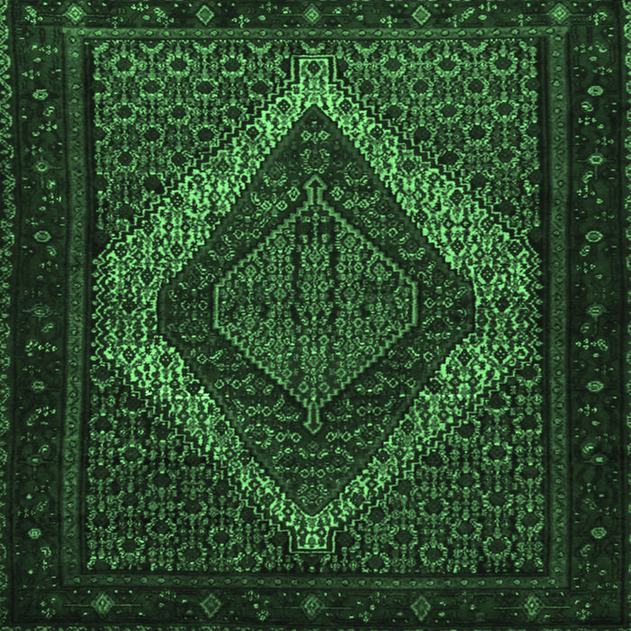 Square Machine Washable Persian Emerald Green Traditional Area Rugs, wshtr2237emgrn