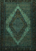 Machine Washable Persian Turquoise Traditional Area Rugs, wshtr2237turq