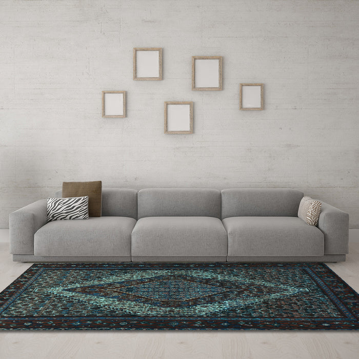 Machine Washable Persian Light Blue Traditional Rug in a Living Room, wshtr2237lblu
