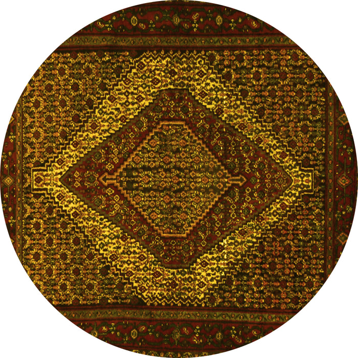 Round Persian Yellow Traditional Rug, tr2237yw