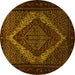 Round Persian Yellow Traditional Rug, tr2237yw