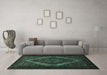 Machine Washable Persian Turquoise Traditional Area Rugs in a Living Room,, wshtr2237turq