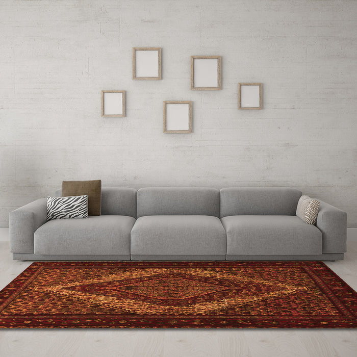 Machine Washable Persian Orange Traditional Area Rugs in a Living Room, wshtr2237org
