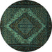Round Persian Turquoise Traditional Rug, tr2237turq