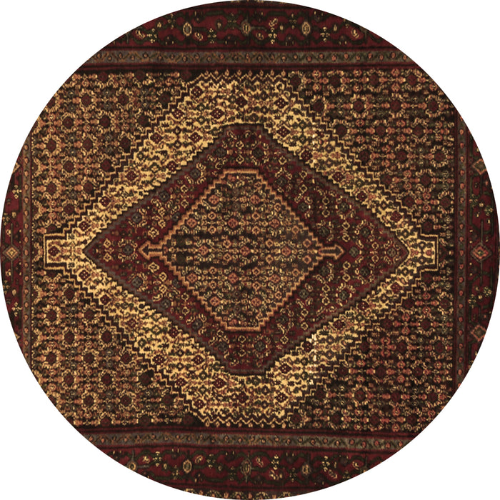 Round Persian Brown Traditional Rug, tr2237brn