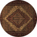Round Persian Brown Traditional Rug, tr2237brn