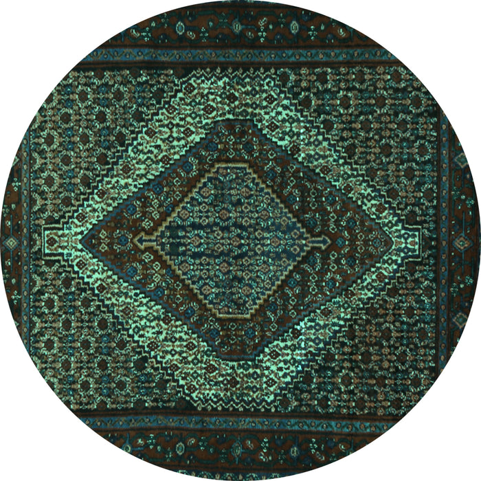 Round Machine Washable Persian Turquoise Traditional Area Rugs, wshtr2237turq