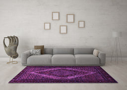 Machine Washable Persian Purple Traditional Area Rugs in a Living Room, wshtr2237pur