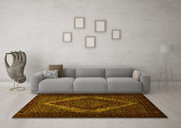 Machine Washable Persian Yellow Traditional Rug in a Living Room, wshtr2237yw
