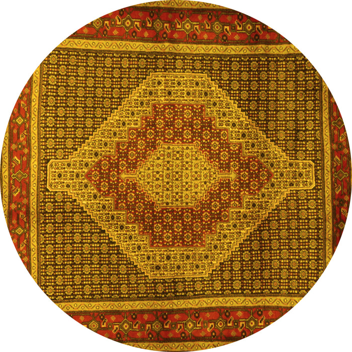 Round Persian Yellow Traditional Rug, tr2238yw