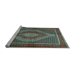Sideview of Machine Washable Persian Light Blue Traditional Rug, wshtr2238lblu
