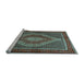 Sideview of Machine Washable Persian Light Blue Traditional Rug, wshtr2238lblu