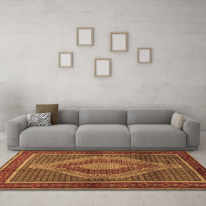 Machine Washable Persian Brown Traditional Rug in a Living Room,, wshtr2238brn