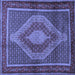 Square Machine Washable Persian Blue Traditional Rug, wshtr2238blu