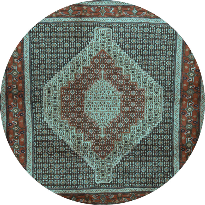 Round Machine Washable Persian Light Blue Traditional Rug, wshtr2238lblu