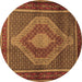 Round Machine Washable Persian Brown Traditional Rug, wshtr2238brn