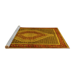 Sideview of Machine Washable Persian Yellow Traditional Rug, wshtr2238yw