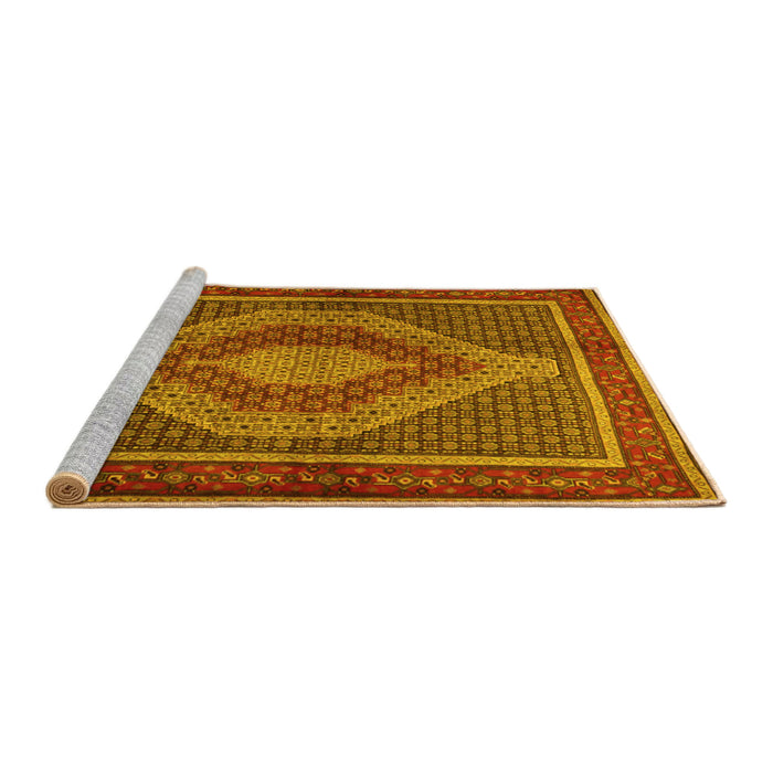 Sideview of Machine Washable Persian Yellow Traditional Rug, wshtr2238yw