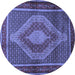 Round Machine Washable Persian Blue Traditional Rug, wshtr2238blu