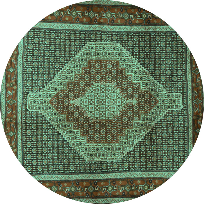 Round Persian Turquoise Traditional Rug, tr2238turq