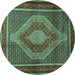 Round Persian Turquoise Traditional Rug, tr2238turq