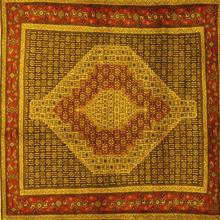 Square Machine Washable Persian Yellow Traditional Rug, wshtr2238yw