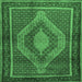 Square Machine Washable Persian Emerald Green Traditional Area Rugs, wshtr2238emgrn