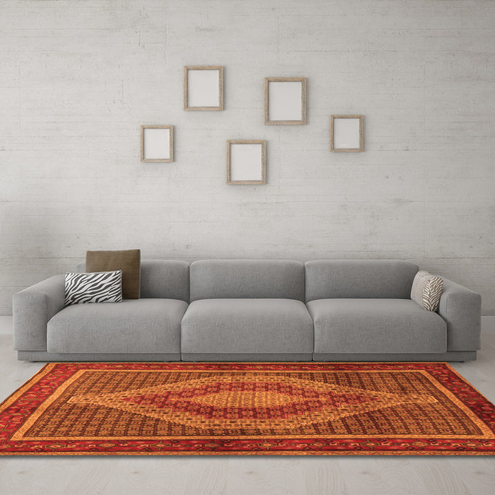 Machine Washable Persian Orange Traditional Area Rugs in a Living Room, wshtr2238org