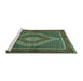 Sideview of Machine Washable Persian Turquoise Traditional Area Rugs, wshtr2238turq