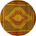 Round Machine Washable Persian Yellow Traditional Rug, wshtr2238yw