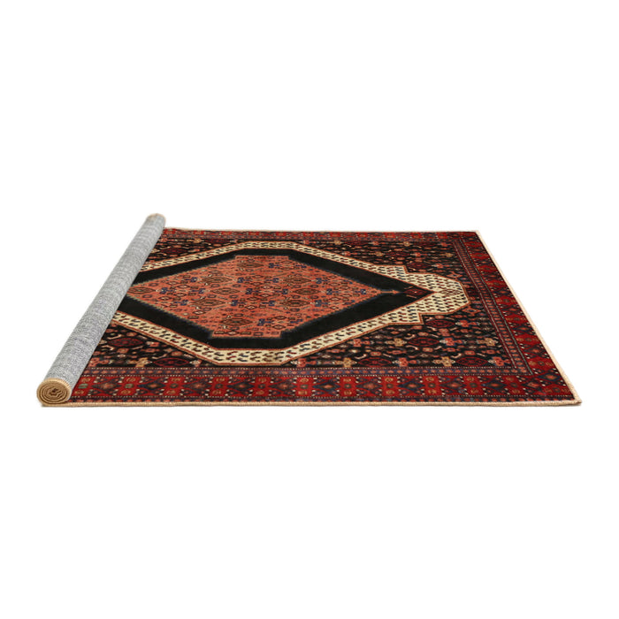 Sideview of Machine Washable Traditional Deep Red Rug, wshtr2239