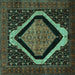 Square Persian Turquoise Traditional Rug, tr2239turq