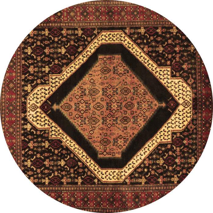 Round Persian Brown Traditional Rug, tr2239brn
