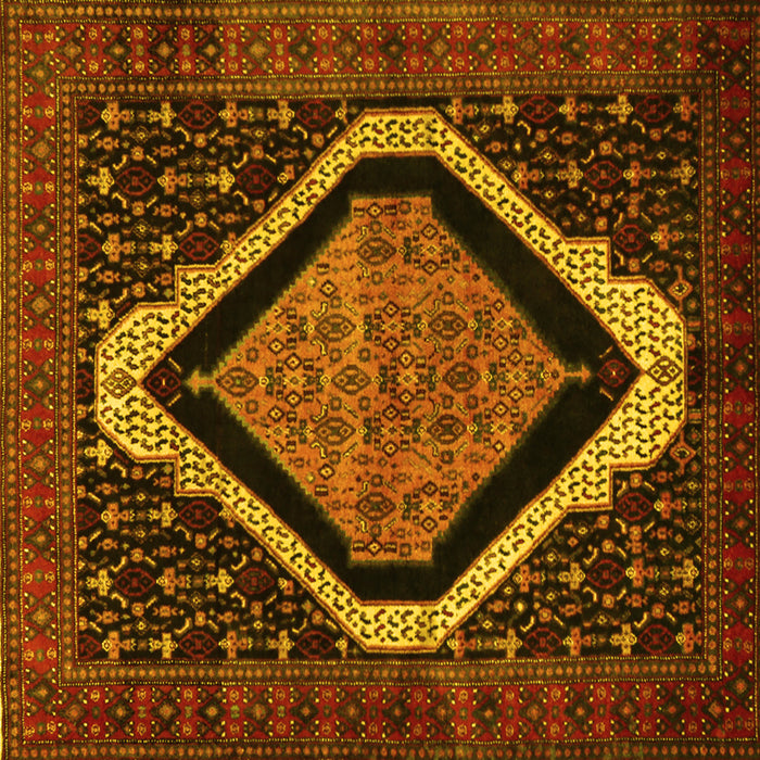 Square Machine Washable Persian Yellow Traditional Rug, wshtr2239yw
