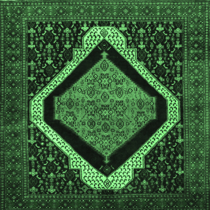 Square Persian Emerald Green Traditional Rug, tr2239emgrn