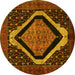 Round Machine Washable Persian Yellow Traditional Rug, wshtr2239yw