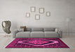 Machine Washable Persian Pink Traditional Rug in a Living Room, wshtr2239pnk