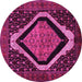 Round Machine Washable Persian Pink Traditional Rug, wshtr2239pnk