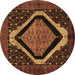 Round Machine Washable Persian Brown Traditional Rug, wshtr2239brn