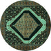 Round Persian Turquoise Traditional Rug, tr2239turq
