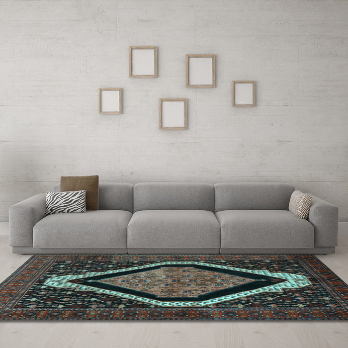 Machine Washable Persian Light Blue Traditional Rug in a Living Room, wshtr2239lblu