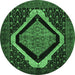 Round Persian Emerald Green Traditional Rug, tr2239emgrn