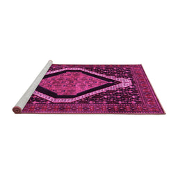 Sideview of Machine Washable Persian Pink Traditional Rug, wshtr2239pnk